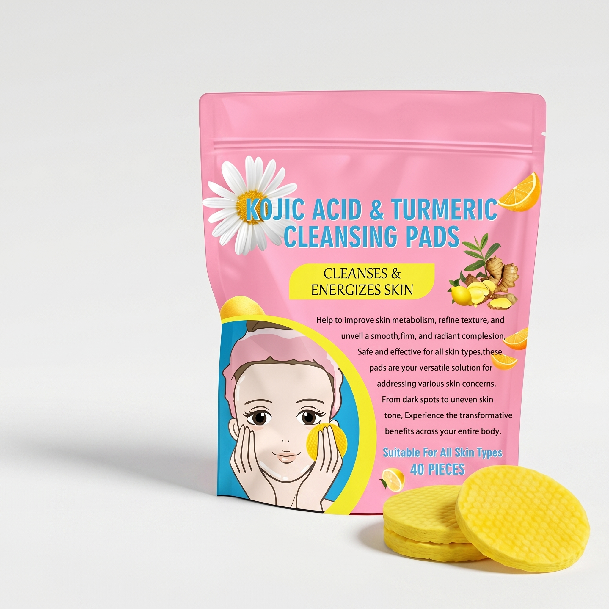 VELUSKIN Turmeric Glow Pads — Kojic Acid & Vitamin C Cleansing Set